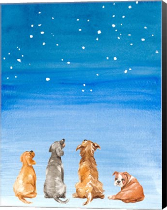 Framed Four Dogs Star Gazing Print