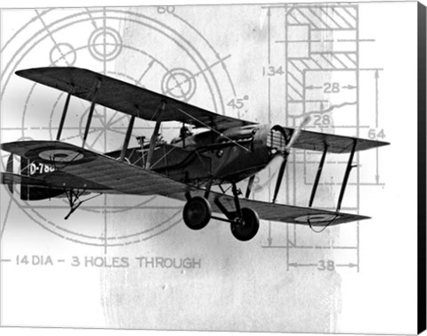 Framed Flight Plans BW I Print