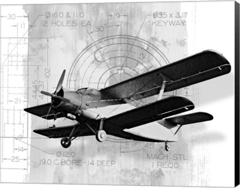 Framed Flight Plans BW II Print