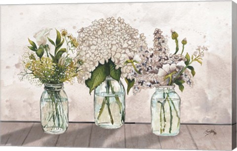 Framed Jars of Wildflowers Print