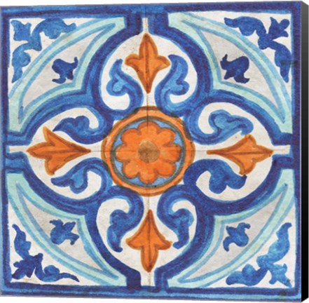 Framed Colorful Tile I Print
