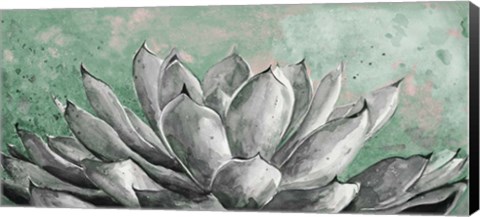 Framed Gray Agave on Green Print