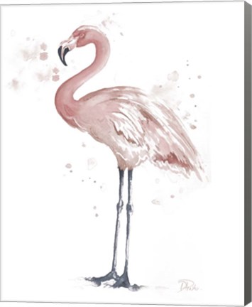 Framed Flamingo Stand I Print