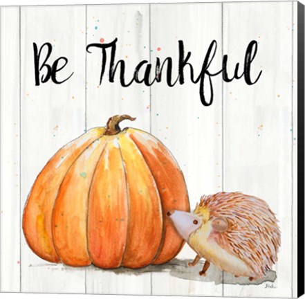 Framed Be Thankful Harvest Hedgehog I Print