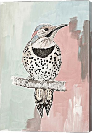Framed Beige Woodpecker I Print