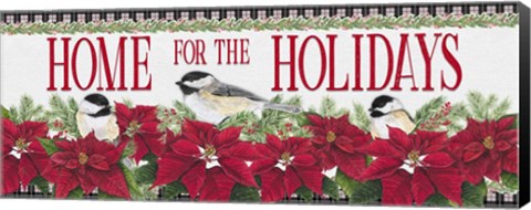 Framed Chickadee Christmas Red - Home for the Holidays horizontal Print