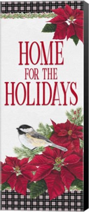 Framed Chickadee Christmas Red - Home for the Holidays vertical Print