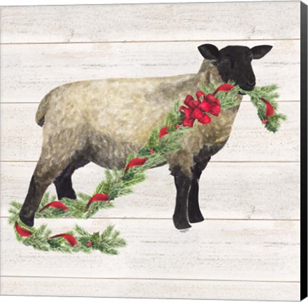 Framed Christmas on the Farm V Sheep Print