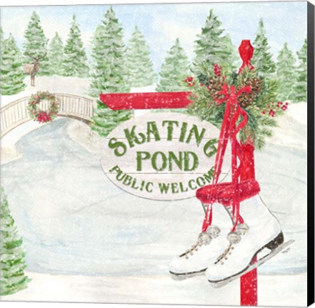 Framed Sleigh Bells Ring I Skating Pond Print