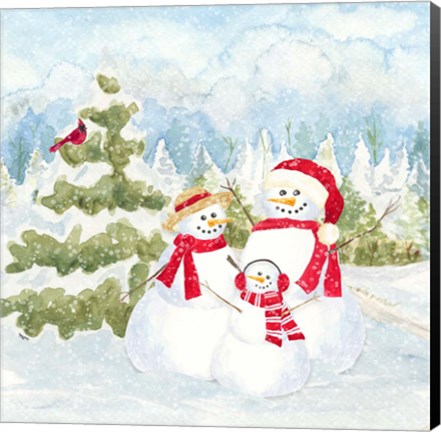 Framed Snowman Wonderland I Family Scene Print