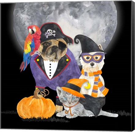 Framed Fright Night Friends III Pirate Pug Print