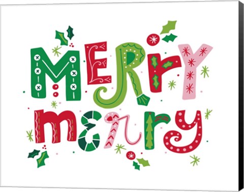 Framed Festive Lettering - Merry Merry Print