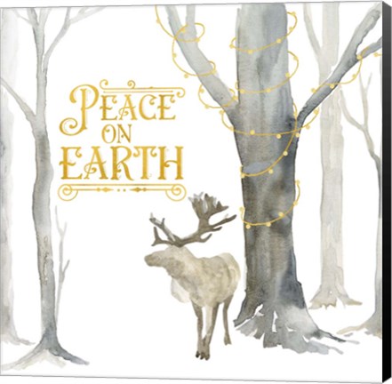 Framed Christmas Forest III Peace on Earth Print