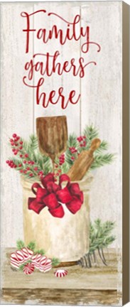 Framed Christmas Kitchen panel I-Family Gathers Print