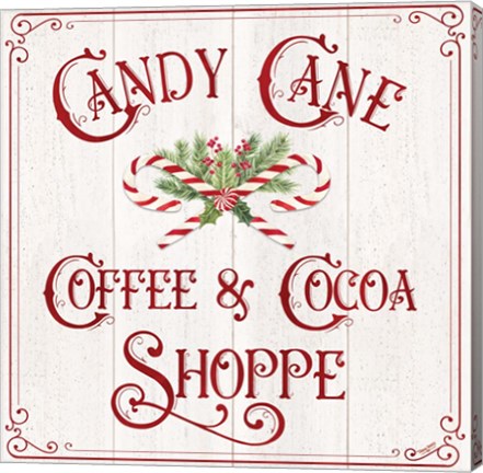 Framed Vintage Christmas Signs I-Candy Cane Coffee Print