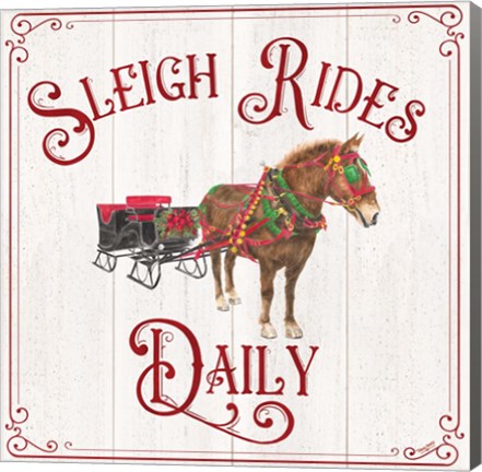 Framed Vintage Christmas Signs V-Sleigh Rides Print