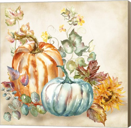 Framed Watercolor Harvest Pumpkin I Print