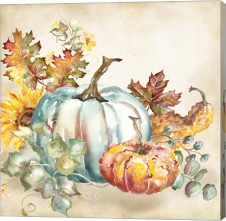 Framed Watercolor Harvest Pumpkin III Print