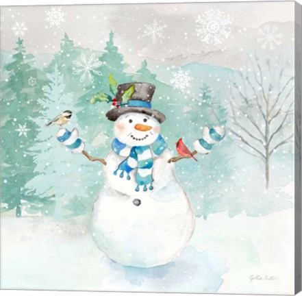 Framed Let it Snow Blue Snowman I Print