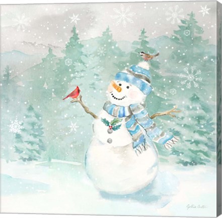 Framed Let it Snow Blue Snowman II Print