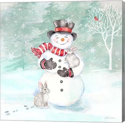 Framed Let it Snow Blue Snowman VI Print