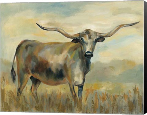 Framed Longhorn Cow Print