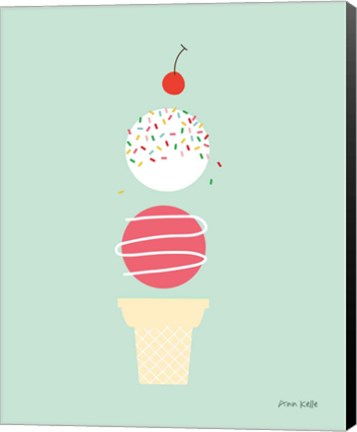 Framed Ice Cream and Cherry I Print