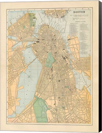 Framed Boston Map Print