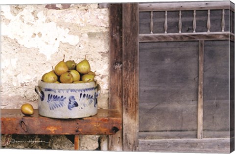 Framed Bushel and a Peck Crock of Pears Print