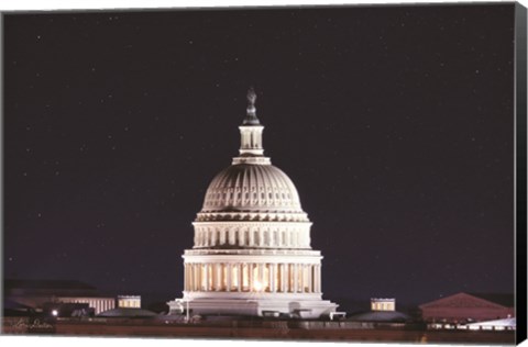 Framed US Capital at Night Print