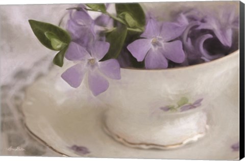 Framed Violet Teacup I Print