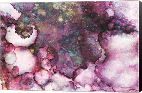 Framed Abstract Violet Ink Wash Print