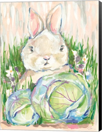 Framed Bunny in the Cabbage Patch Print