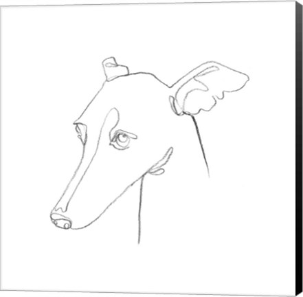 Framed Greyhound Pencil Portrait I Print