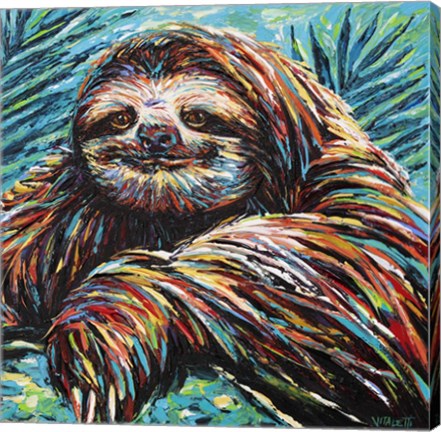 Framed Painted Sloth I Print