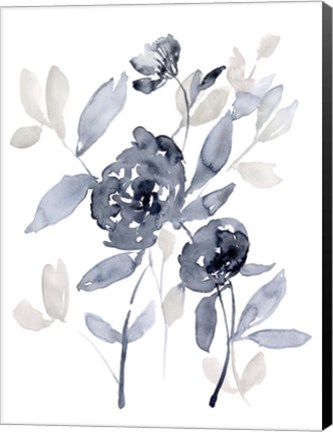 Framed Peonies in Grey I Print