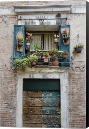 Framed Italian Window Flowers I Print