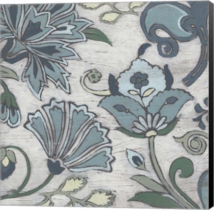 Framed Blue Garden Chintz I Print