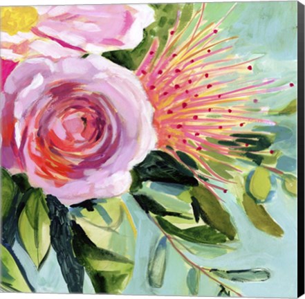 Framed Brushy Floral I Print
