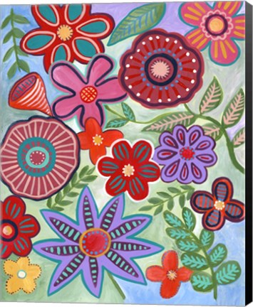 Framed Colorful Flores I Print