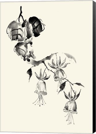 Framed Ink Wash Floral VIII - Fuchsia Print