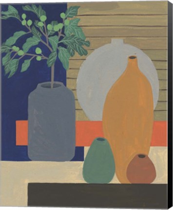 Framed Vases on a Shelf III Print