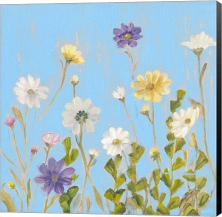 Framed Wild Flowers on Cerulean III Print