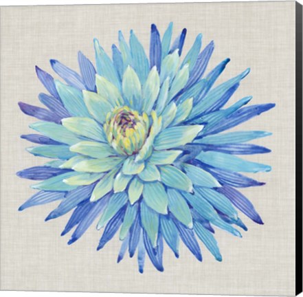 Framed Floral Portrait on Linen I Print