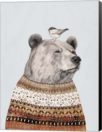 Framed Fair Isle Bear I Print