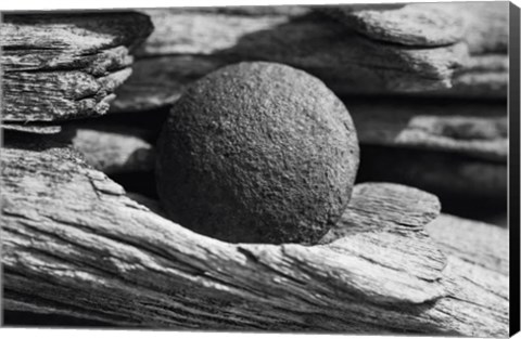 Framed Wood And Metal Ball Abstract Print