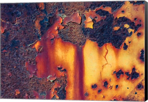Framed Details Of Rust And Paint On Metal 1 Print