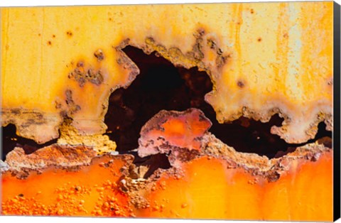 Framed Details Of Rust And Paint On Metal 2 Print