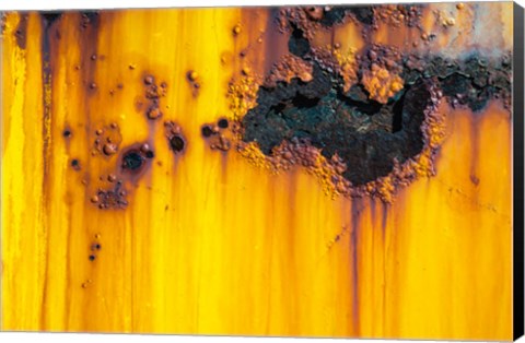 Framed Details Of Rust And Paint On Metal 4 Print
