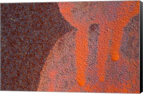 Framed Details Of Rust And Paint On Metal 14 Print